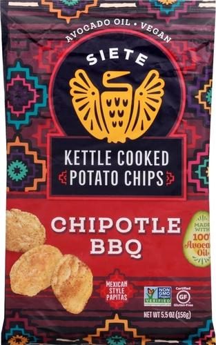 SIETE CHIPOTLE BARBEQUE POTATO CHIPS 5.5OZ