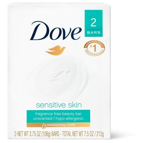 DOVE SENSITIVE SKIN SOAP BAR 2PK 7.5OZ