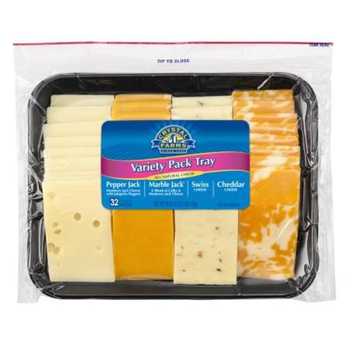 CRYSTAL FARMS VARIETY PACK CHEESE SLICES 18OZ