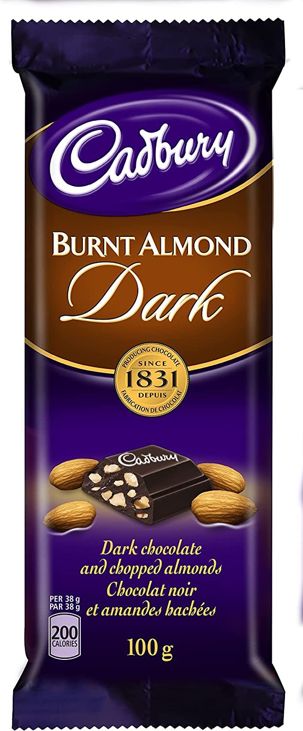 CADBURY BURNT ALMOND DARK CHOCOLATE BAR 100G
