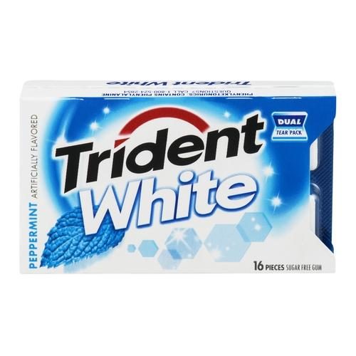 TRIDENT WHITE PEPPERMINT SUGARLESS GUM