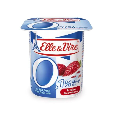 E&V LIGHT STRAWBERRY 1% FAT YOGURT 125G