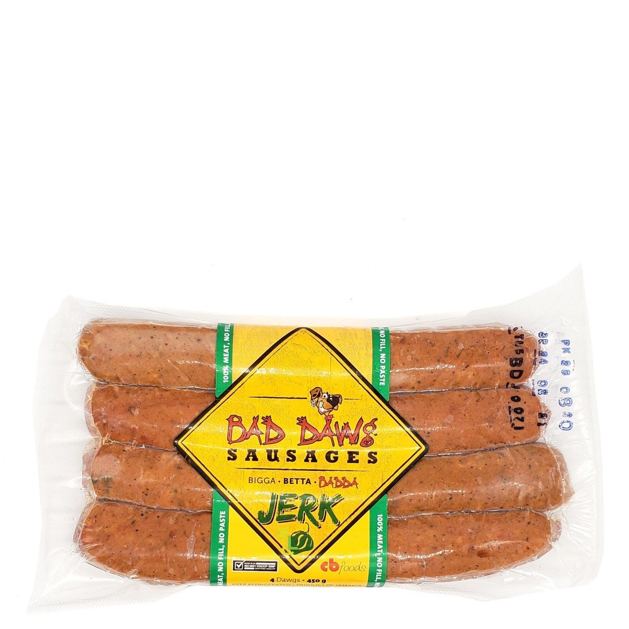BAD DAWG SAUSAGES JERK 450GM