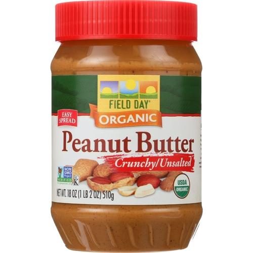 FIELD DAY CRUNCHY UNSALTED PEANUT BUTTER 18 OZ