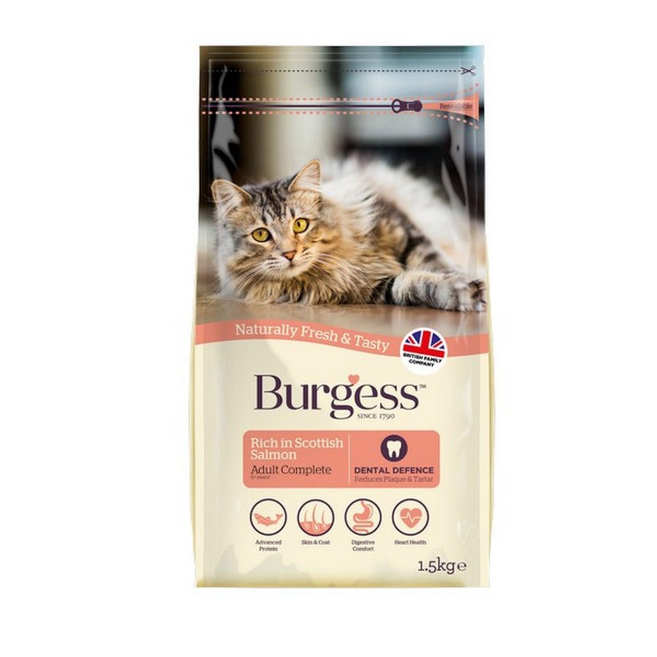 BURGESS ADULT SALMON CATFOOD 1.5KG
