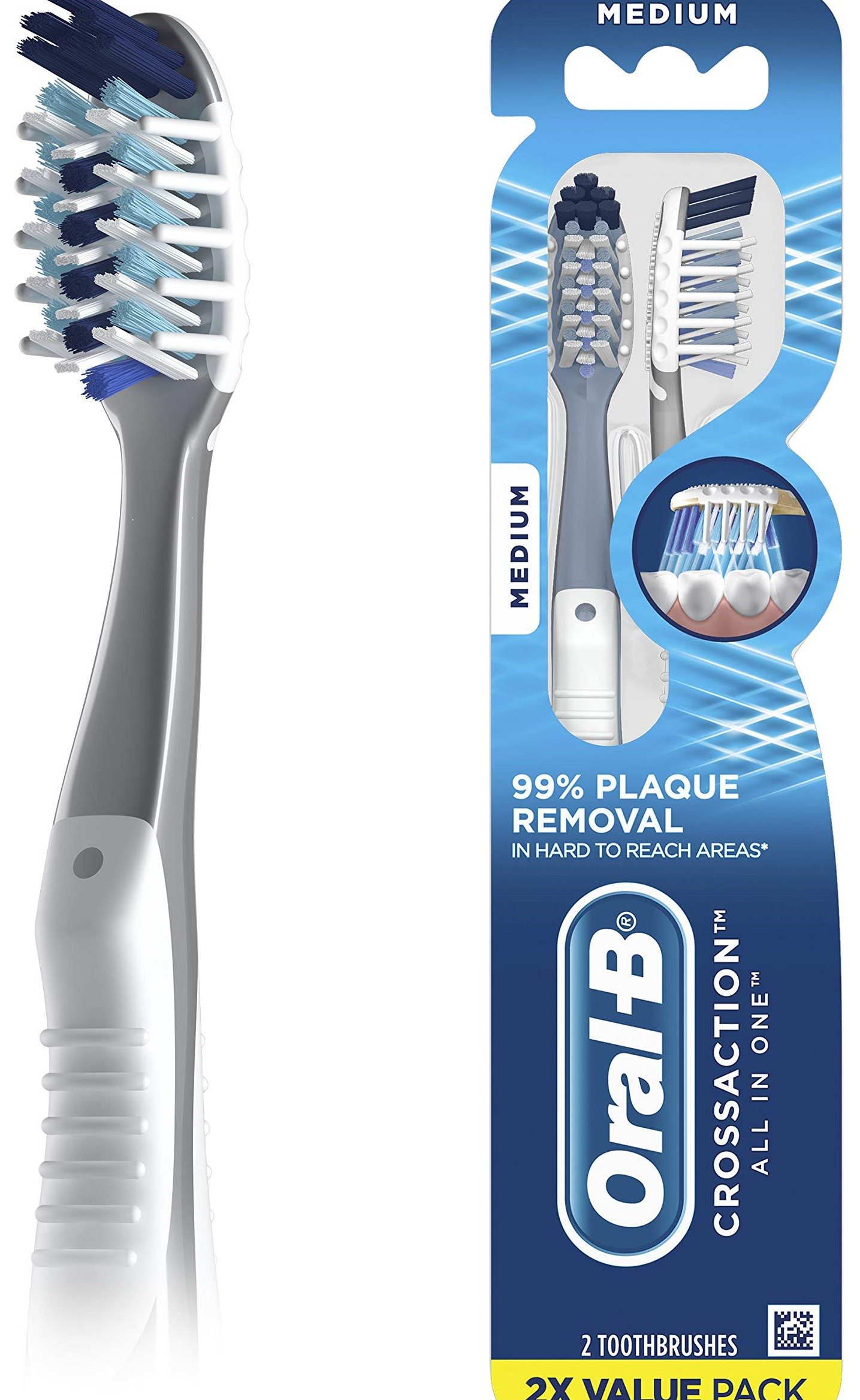 ORAL B 2PK T/BRUSH MED