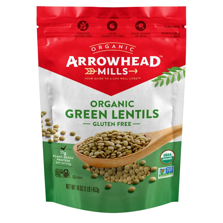 ARROWHEAD MILLS GF ORGANIC GREEN LENTILS 16OZ