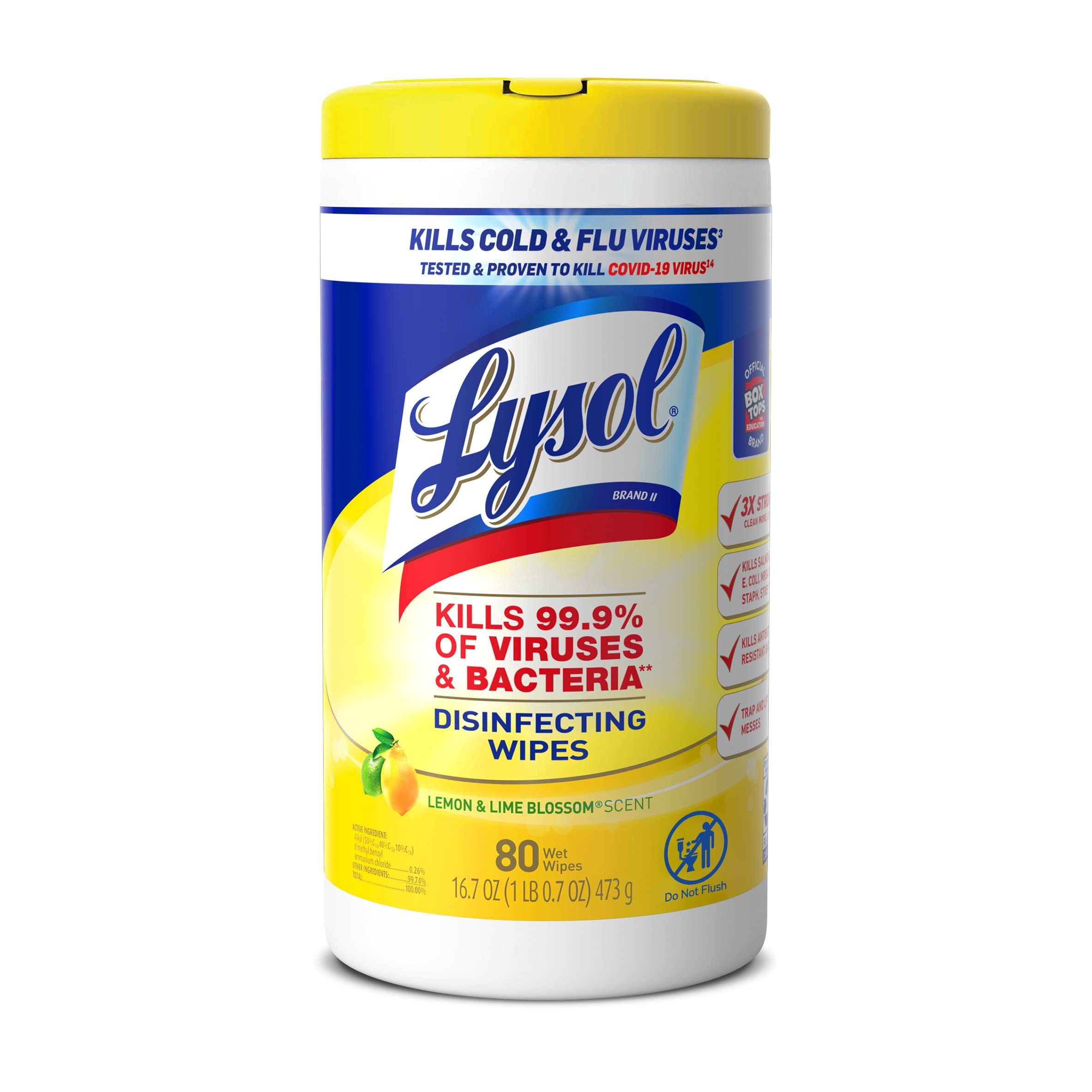 LYSOL LEMON WIPES 80CT 16.7OZ
