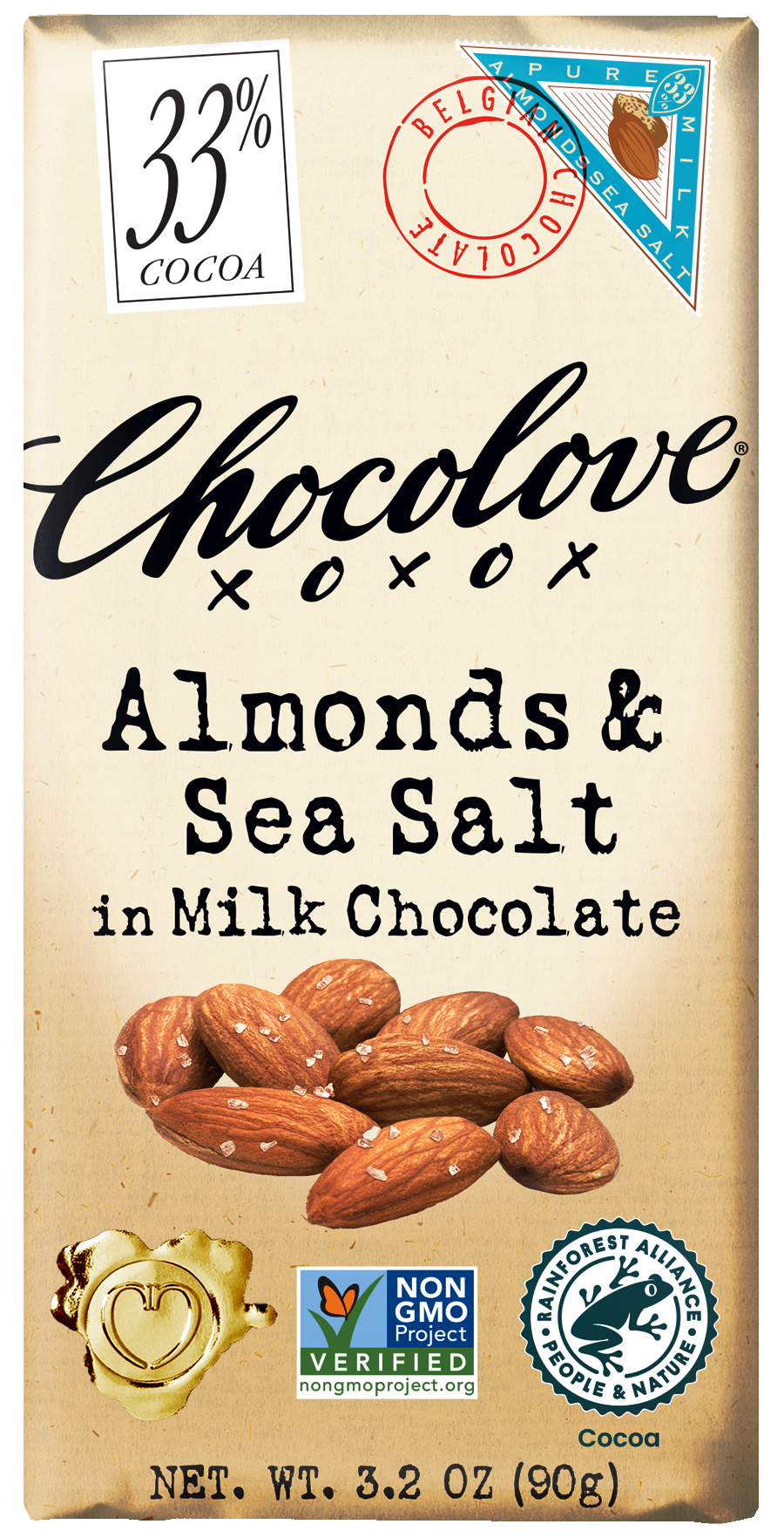 CHOCOLOVE SEA SALT ALMOND MILK CHOCOLATE 3.2OZ