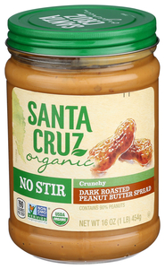 SANTA CRUZ ORGANIC DARK ROASTED CRUNCHY PEANUT BUTTER NO STIR 16OZ