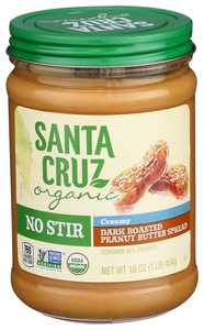 SANTA CRUZ DARK ROASTED CREAMY PEANUT BTTER NO STIR 16OZ