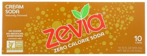 ZEVIA CREAM SODA ZERO CAL 12OZ