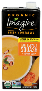 IMAGINE FOODS ORGANIC LOW SODIUM CREAMY BUTTERNUT SQUASH SOUP 32OZ