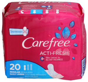 CAREFREE - REGULAR DAILY LINERS - ACTI-FRESH - 20 COUNT