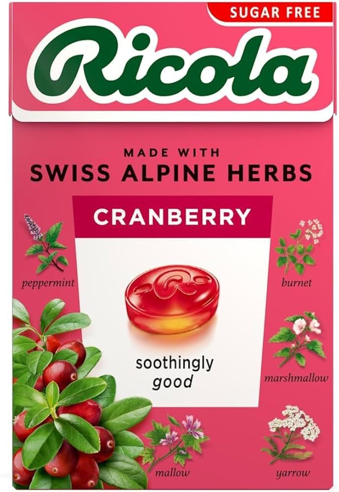 RICOLA 0% SUGAR CRANBERRY LOZENGES 45G