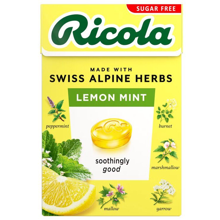 RICOLA 0% SUGAR LEMON MINT LOZENGES 45G