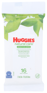 HUGGIES NATURAL CARE - SENSITIVE WIPES - FRAGRANCE FREE - 16 COUNT
