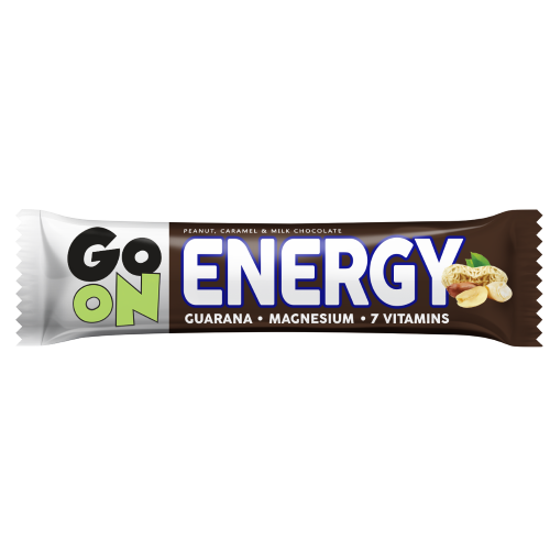 GO ON PEANUT, CARAMEL, MILK CHOCOLATE ENERGY BAR 50G