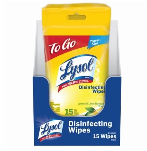 LYSOL DISINFECTING WIPES LEMON & LIME BLOSSOM SCENT 15CT 2.6 OUNCE