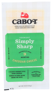 CABOT VERMONT SIMPLY SHARP WHITE CHEDDAR 8OZ