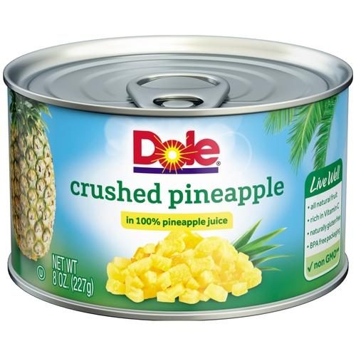 DOLE CRUSHED IN 100% PINEAPPLE JUICE PINEAPPLE 8OZ