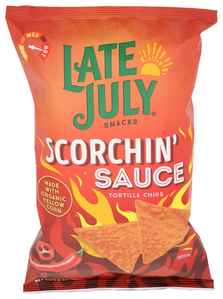LATE JULY SCORCHIN' SAUCE SPICY TORTILLA CHIPS 7.8OZ