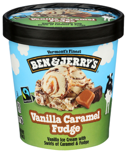 BEN & JERRYS VANILLA CARAMEL FUDGE 1PT