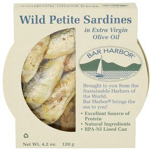 BAR HARBOR WILD PETITE SARDINES IN EVOO 4.2OZ