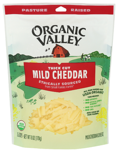 ORGANIC VALLEY ORGANIC MILD THICK CUT SHREDDED CHEDDAR CHEESE 6 OZ