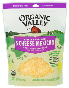 ORGANIC VALLEY 3 MEXICAN CHEESE FINELY SHERRED 6OZ