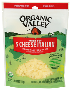 ORGANIC VALLEY 3 CHEESE ORGANIC THICK CUT SHREDDED ITALIAN CHEESE BLEND 6 OZ