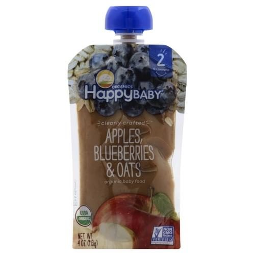 HAPPYBABY APPLES BLUEBERRIES & OATS BABY FOOD 4OZ