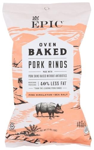 EPIC OVEN BAKED PORK RINDS W/ PINK HIMALAYAN SALT 2.5 OZ