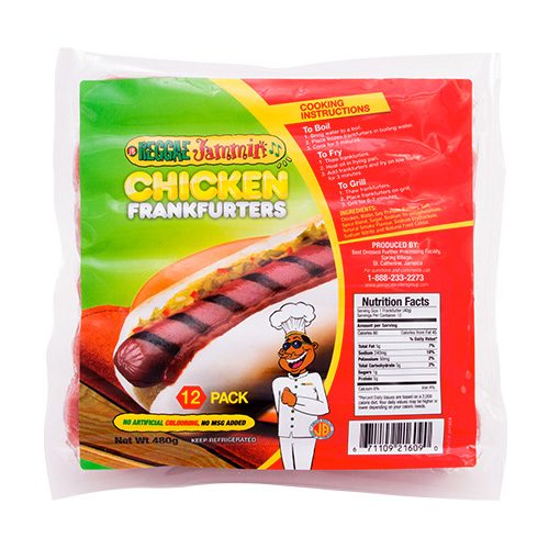 REGGAE JAMMIN CHICKEN FRANKFURTERS 12PK 480G