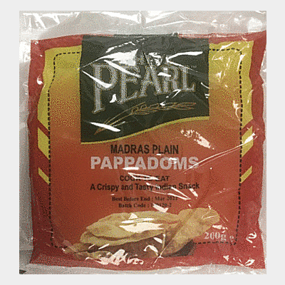 WHITE PEARL MANDRAS PLAIN PAPPADOMS 200 G
