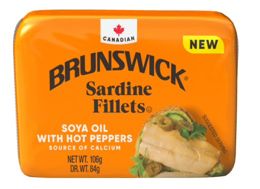 BRUNSWICK SARDINE FILLETS SOYA OIL W/ HOT PPR 106G