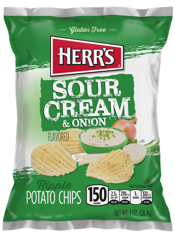 HERRS SOUR CREAM & ONION POTATO CHIPS 1OZ