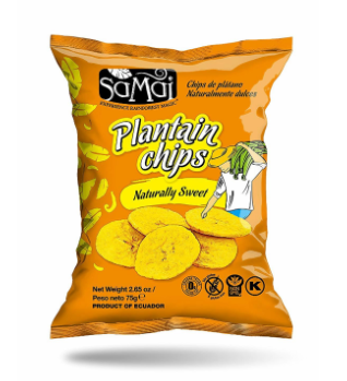SAMAI PLANTAIN CHIPS NATURALLY SWEET 75 G