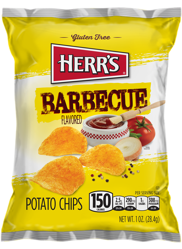 HERRS BBQ POTATO CHIPS 1OZ