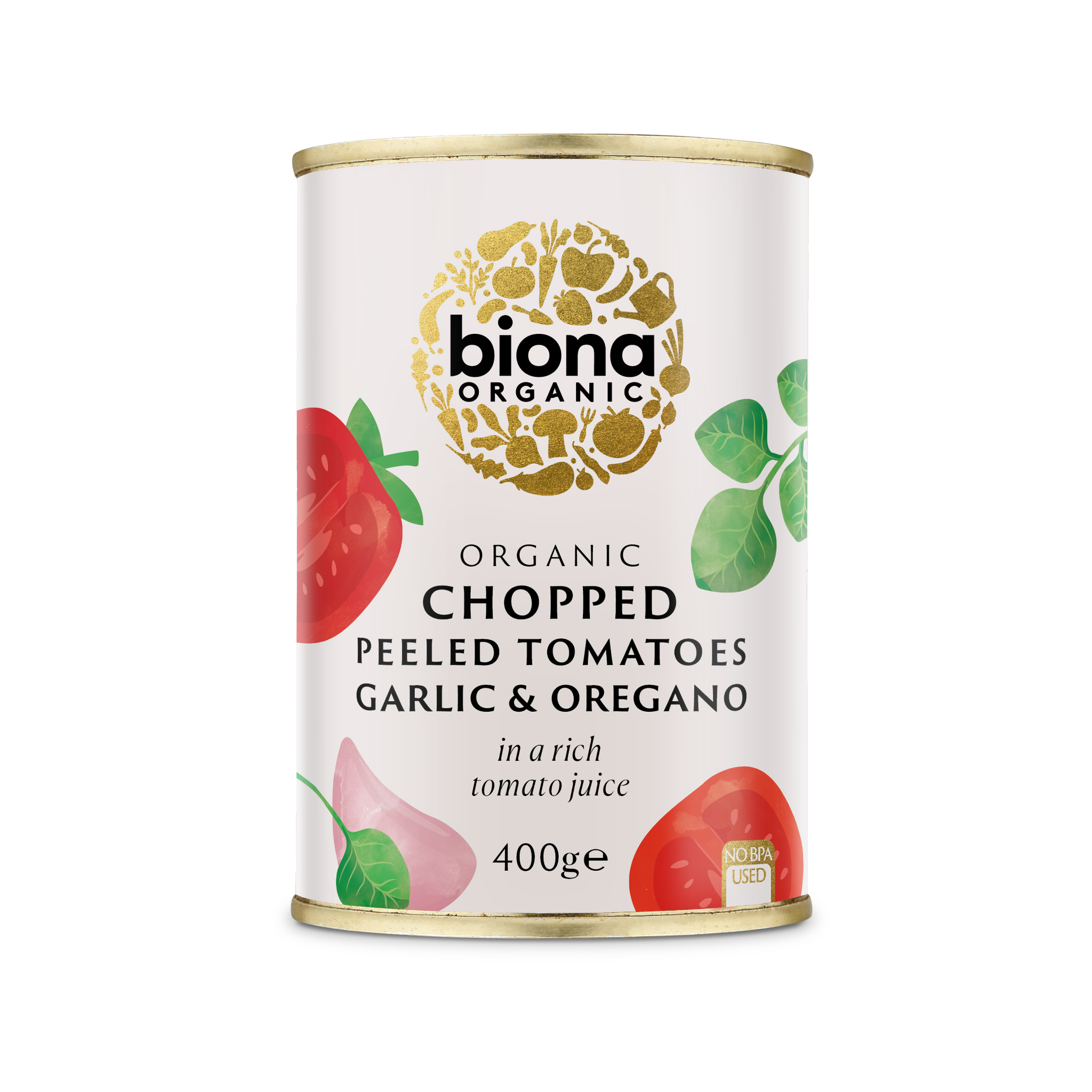BIONA ORGANIC CHOPPED TOMATOES GARLIC & OREGANO 400G