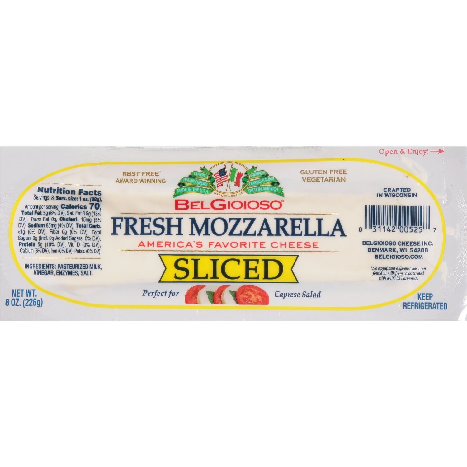 BELGIOIOSO FRESH MOZZARELLA  PRE-SLICED 8OZ