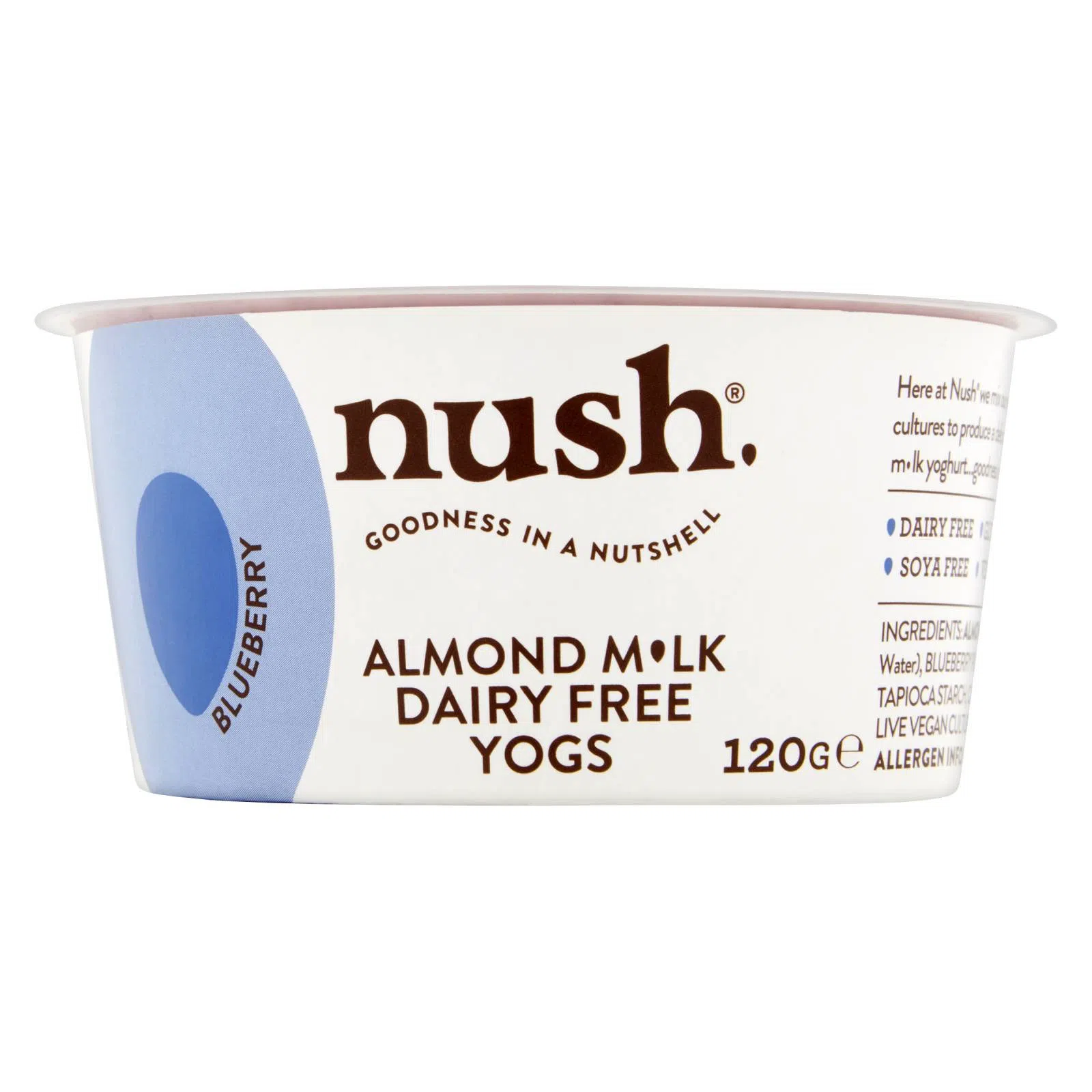 NUSH ALMOND YOGHURT BBERRY 120G