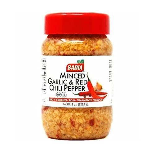 BADIA MINCED GARLIC RED CHILI PEPPER 8OZ