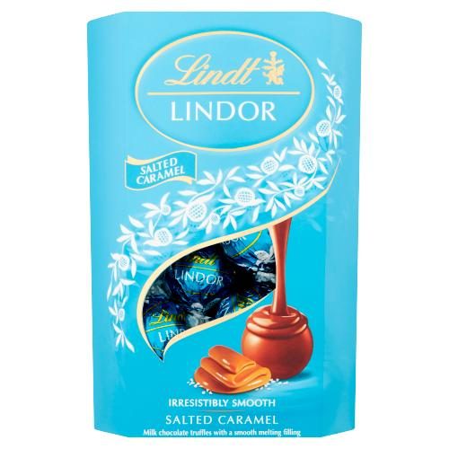 LINDT LINDOR SALTED CARAMEL CHOC TRUFFLES BOX 200G
