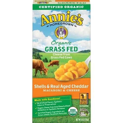 ANNIES GRASS FED SHELLS & REAL AGED CHEDDAR 6OZ