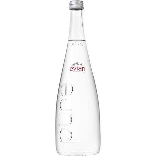 EVIAN NATURAL SPRING WATER GLASS BOTTLE 750ML