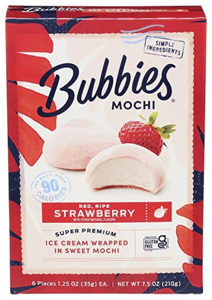 BUBBIES STRAWBERRY MOCHI ICE CREAM 7.5 OZ.