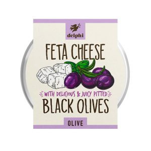 DELPHI BLACK PITTED OLIVES W/ WHITE CHEESE 240G